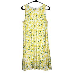 Pappagallo Lemon Print Dress Women’s M Sleeveless Swing Dress Summer Picnic